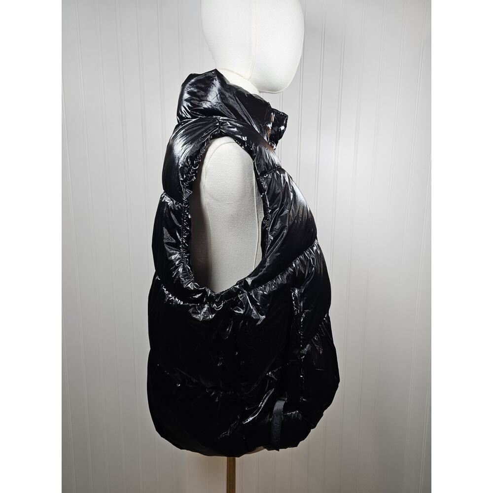 Victoria Secret Pink High Shine Marshmallow Puffer Vest Women's Size XL Black - Picture 3 of 10
